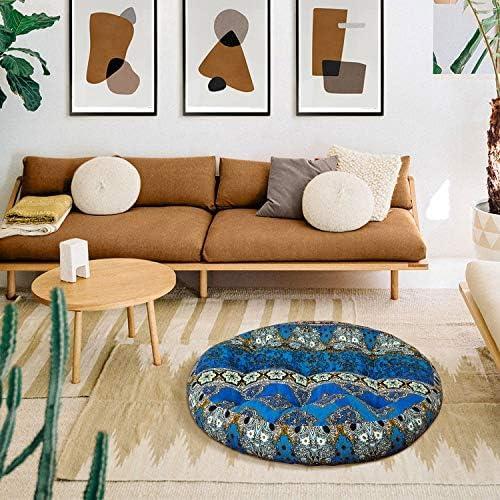 Cojín de Suelo Boho HIGOGOGO Redondo 56 cm Azul