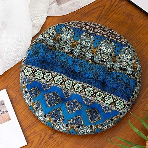 Cojín de Suelo Boho HIGOGOGO Redondo 56 cm Azul