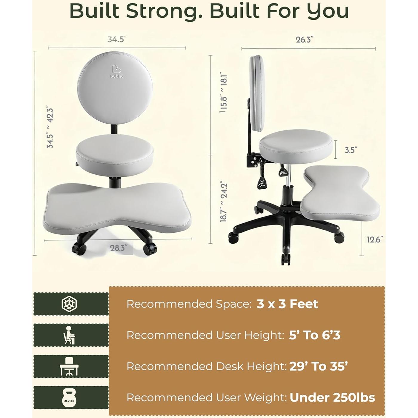 Silla Ergonómica BUBHA de Meditación Ajustable Gris
