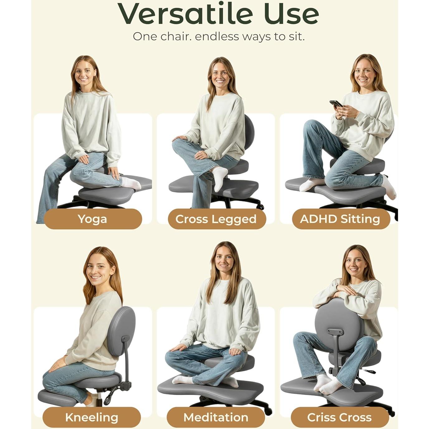 Silla Ergonómica BUBHA de Meditación Ajustable Gris