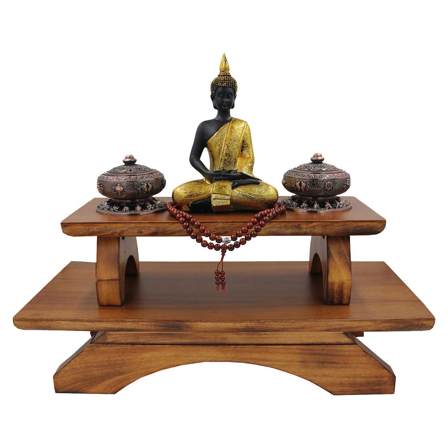 Altar Personal de Madera Sólida DharmaObjects 23 cm para Meditación