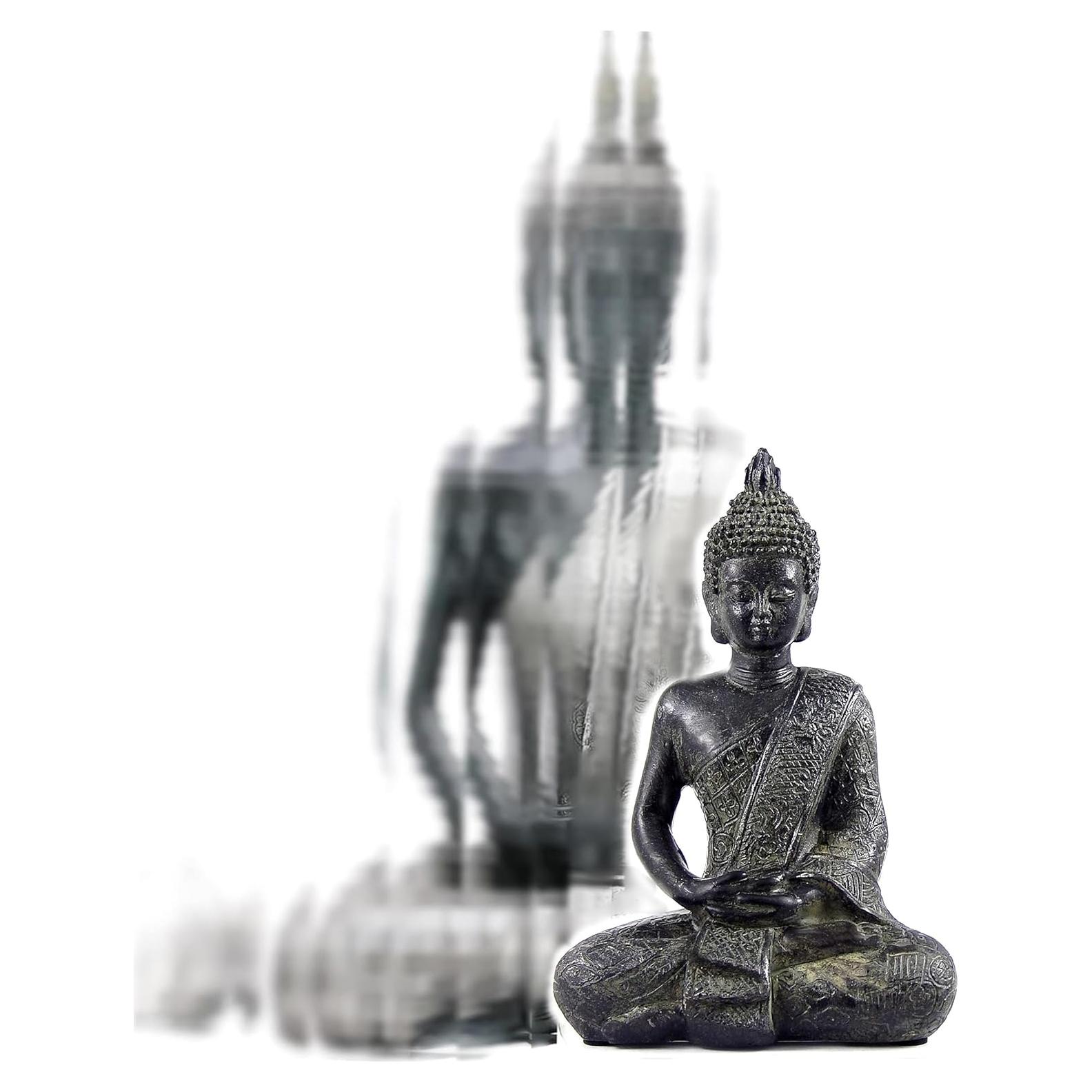 Estatua de Buda Negro Bellaa 14 cm Meditación Dhyana Mudra