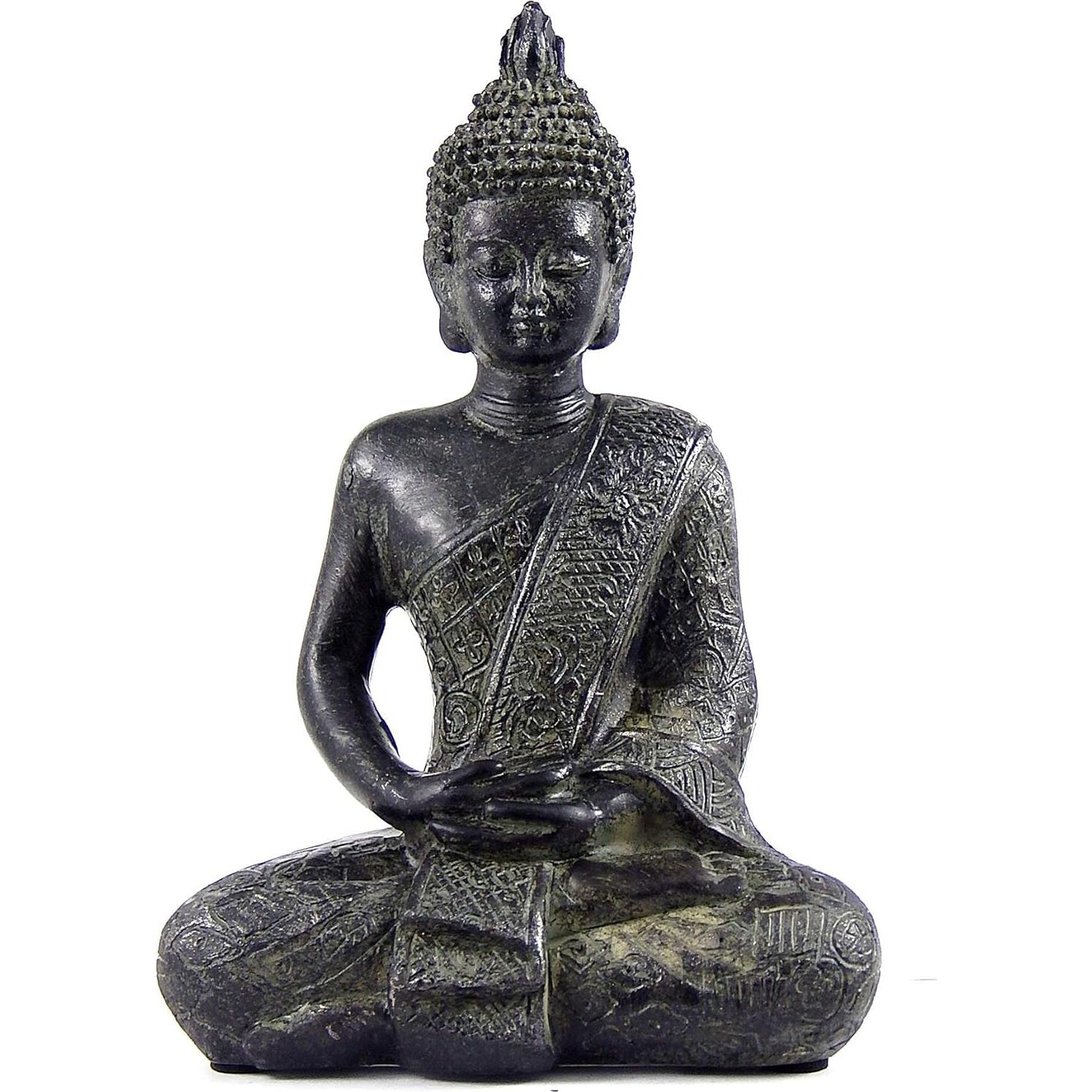 Estatua de Buda Negro Bellaa 14 cm Meditación Dhyana Mudra
