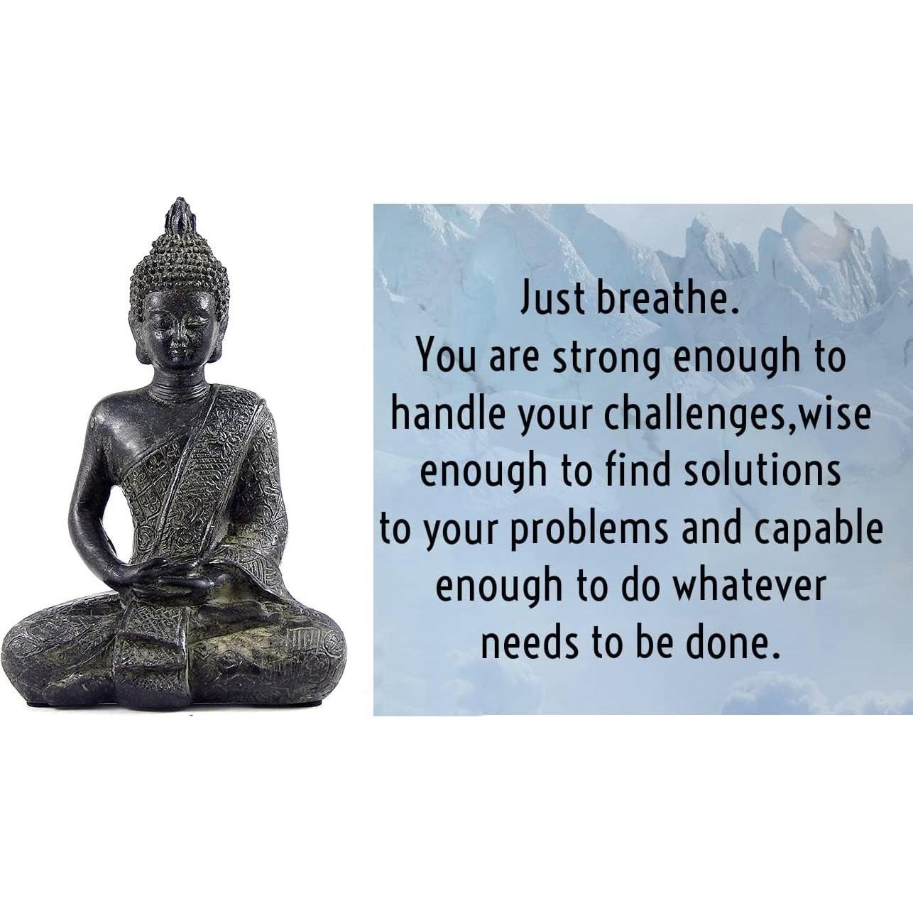 Estatua de Buda Negro Bellaa 14 cm Meditación Dhyana Mudra