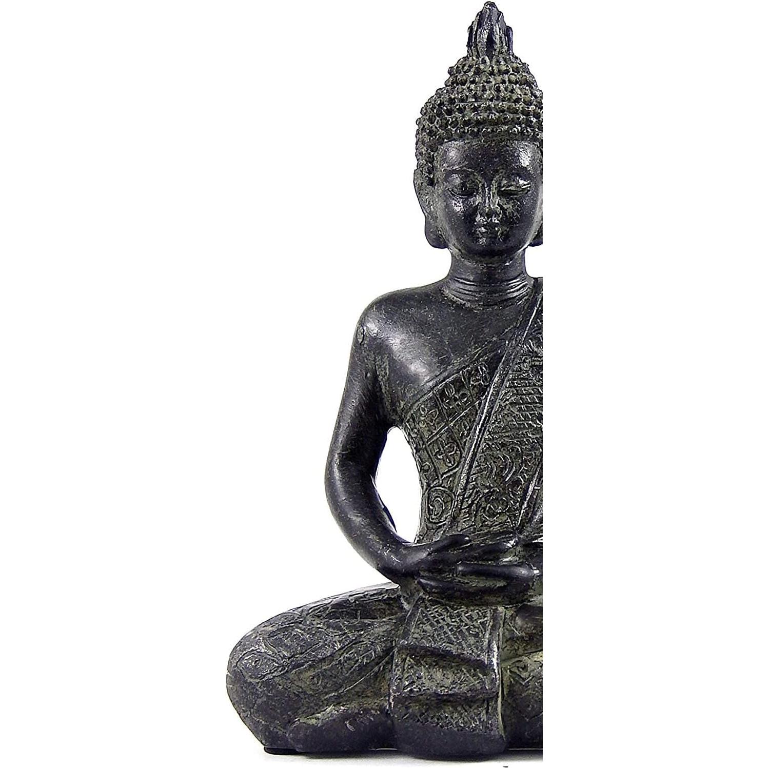 Estatua de Buda Negro Bellaa 14 cm Meditación Dhyana Mudra