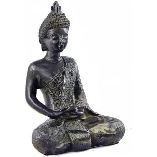 Estatua de Buda Negro Bellaa 14 cm Meditación Dhyana Mudra