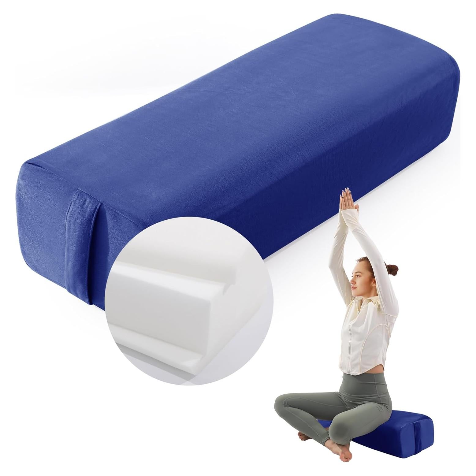 Almohada de Yoga Bolster MABOZOO 65x25cm Lavable Azul