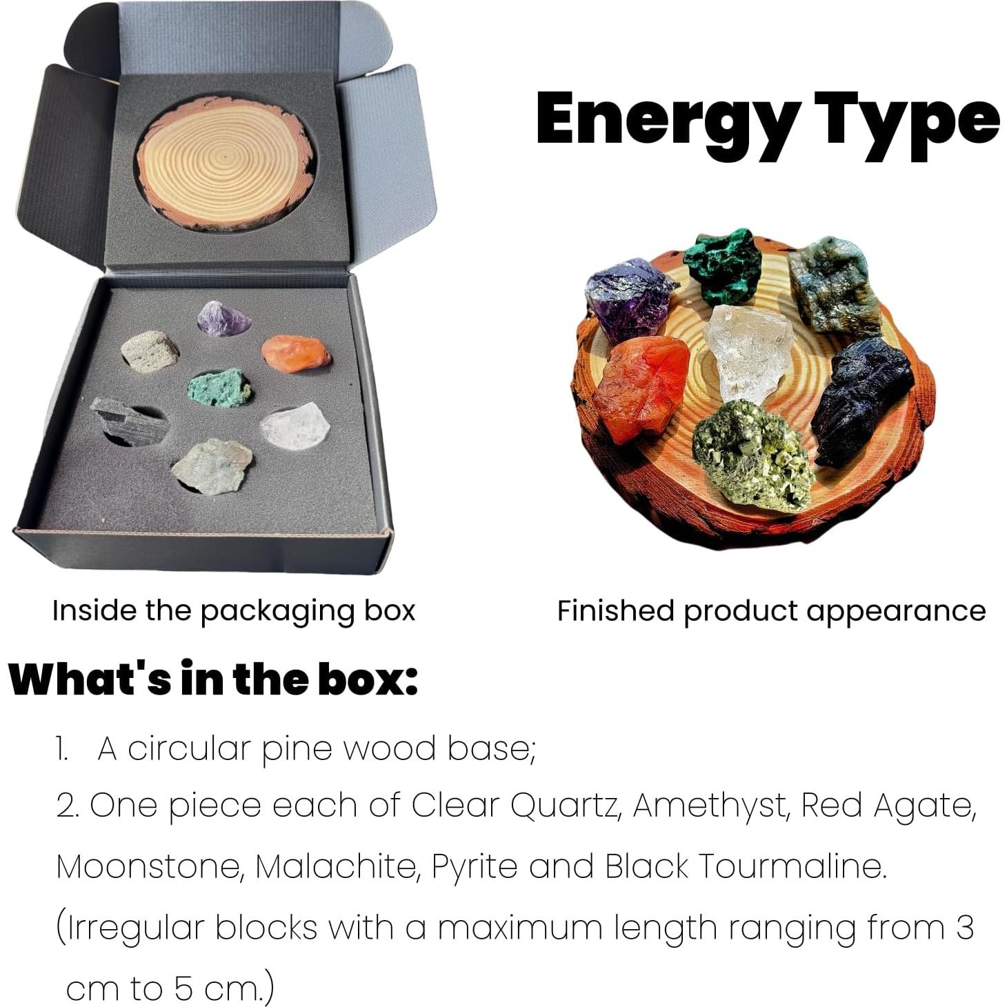 Conjunto de Cristales Naturales AGG - 7 Piedras Chakra 15x15 cm