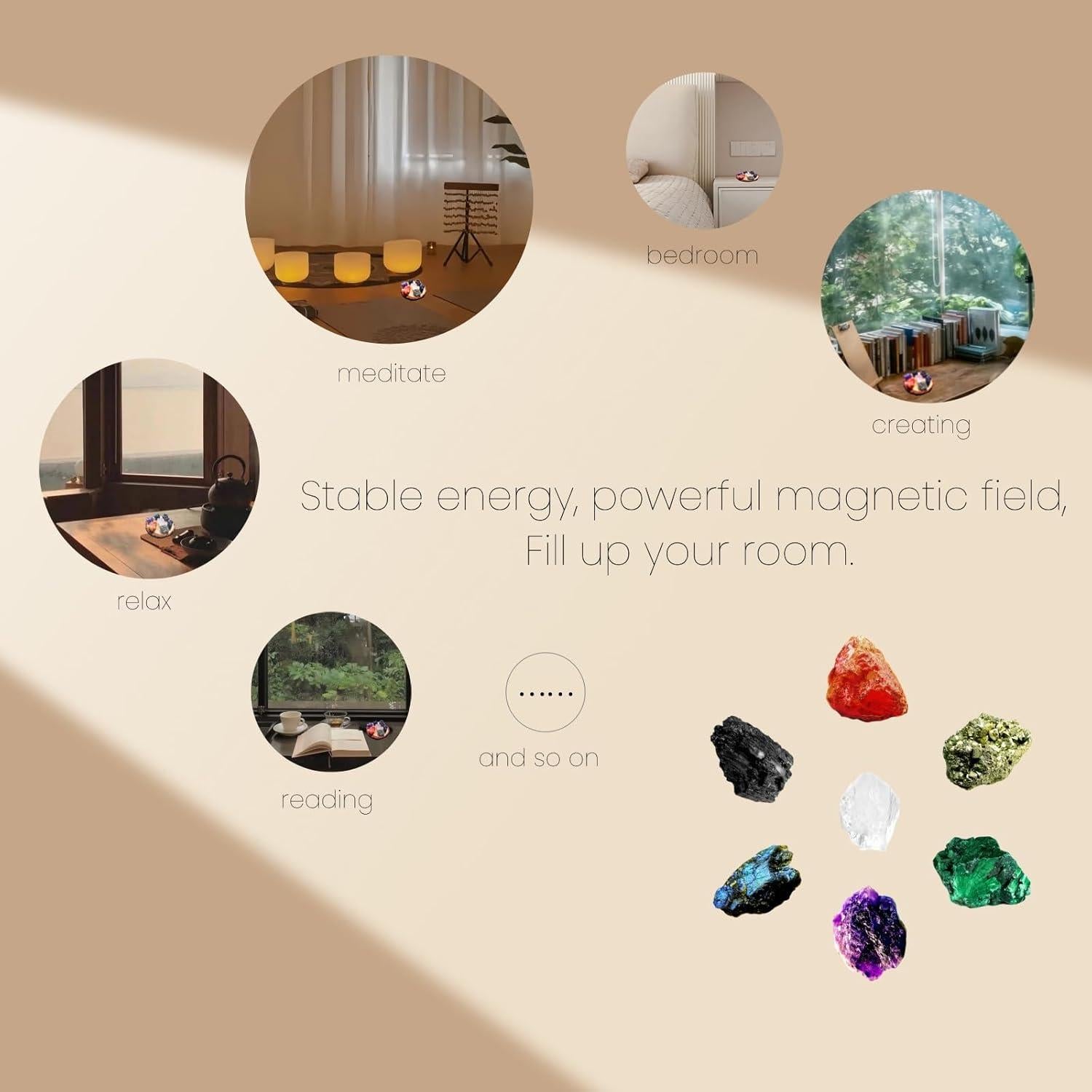 Conjunto de Cristales Naturales AGG - 7 Piedras Chakra 15x15 cm