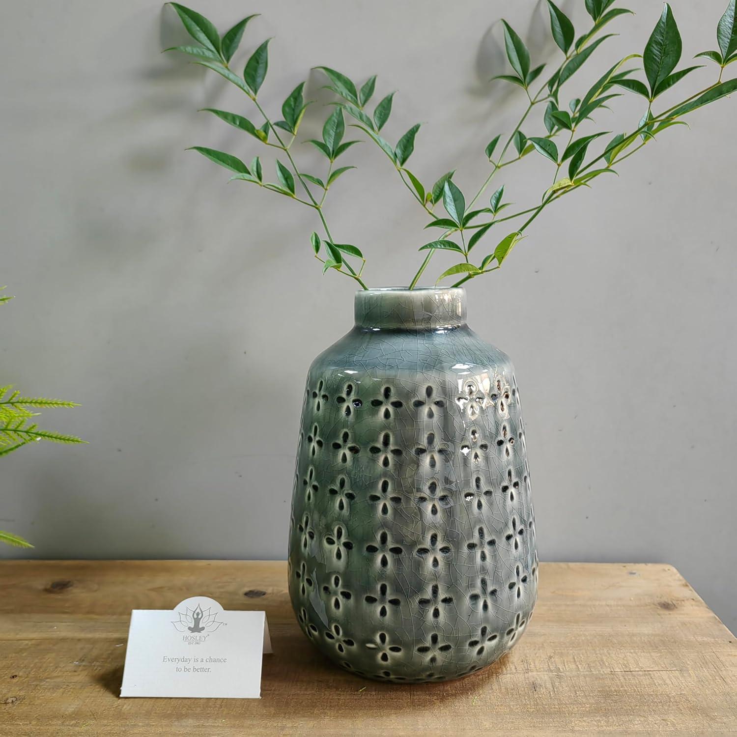 Conjunto de 2 Jarrones de Cerámica Gris Hosley 18.4 cm