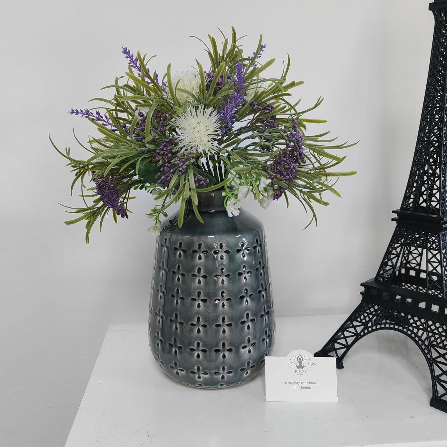 Conjunto de 2 Jarrones de Cerámica Gris Hosley 18.4 cm