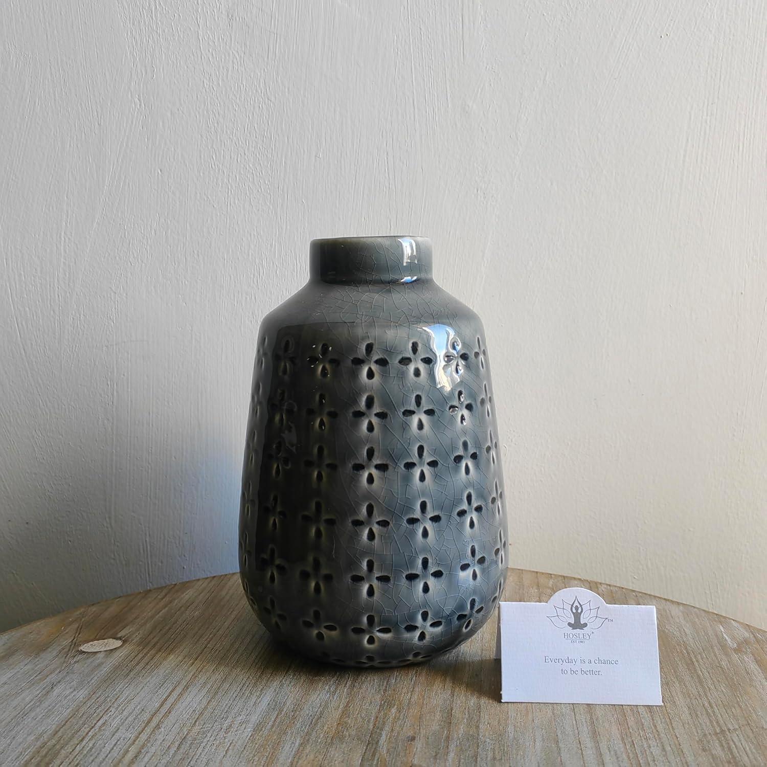 Conjunto de 2 Jarrones de Cerámica Gris Hosley 18.4 cm