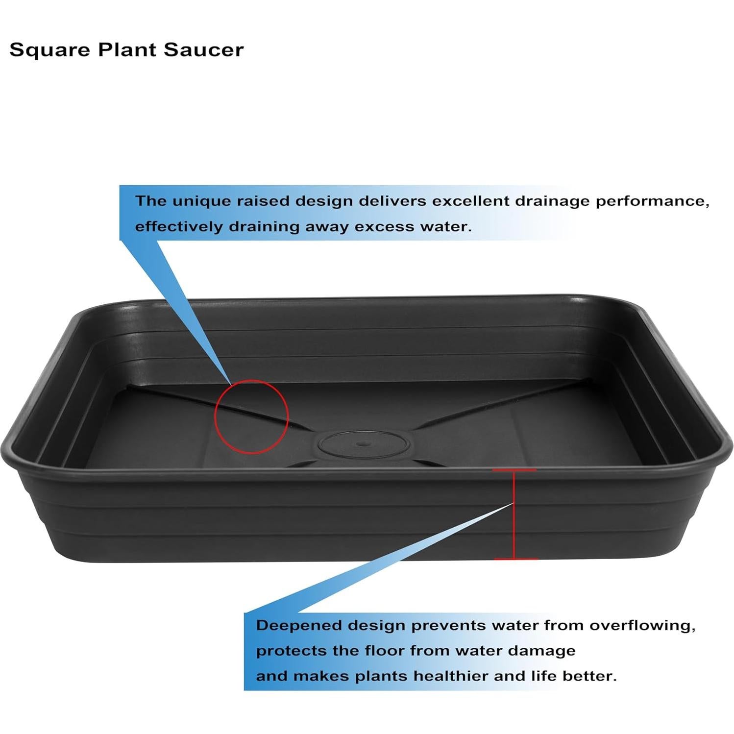 Paquete de 4 bandejas cuadradas para plantas 16 cm Feyvdzv
