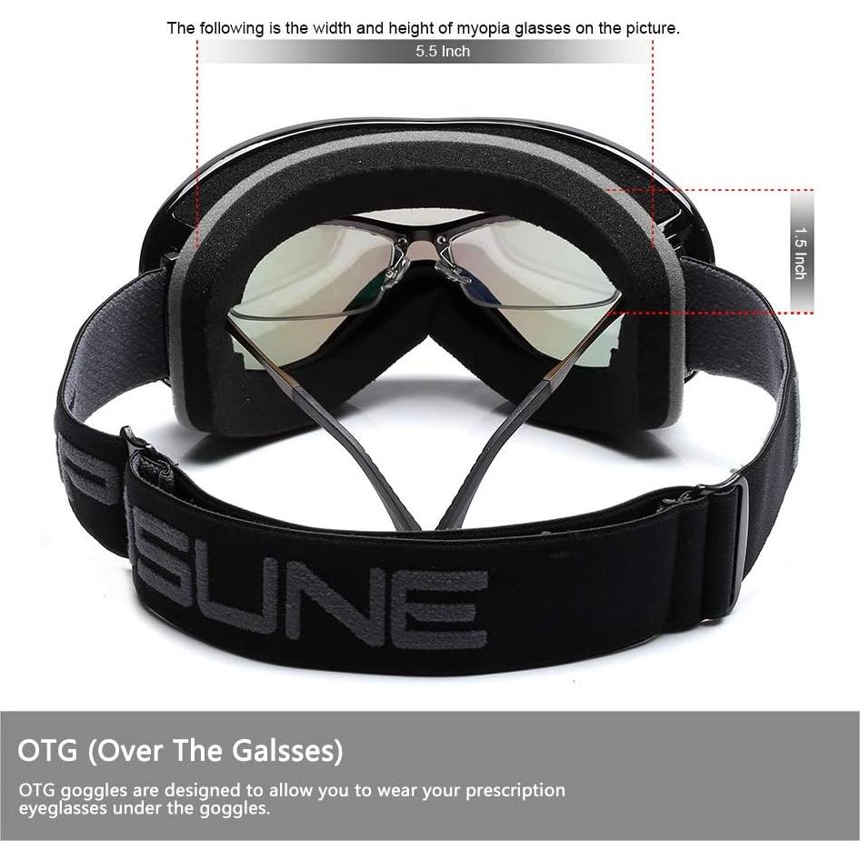Gafas de esquí SPOSUNE OTG con lente doble anti-vaho UV