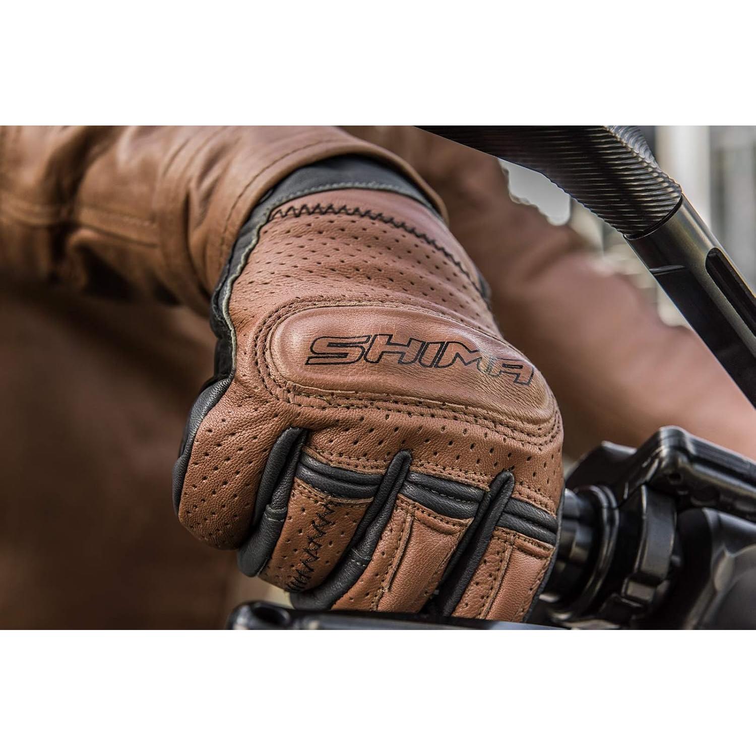 Guantes de Moto SHIMA CALIBER para Hombre - Cuero Negro Talla S