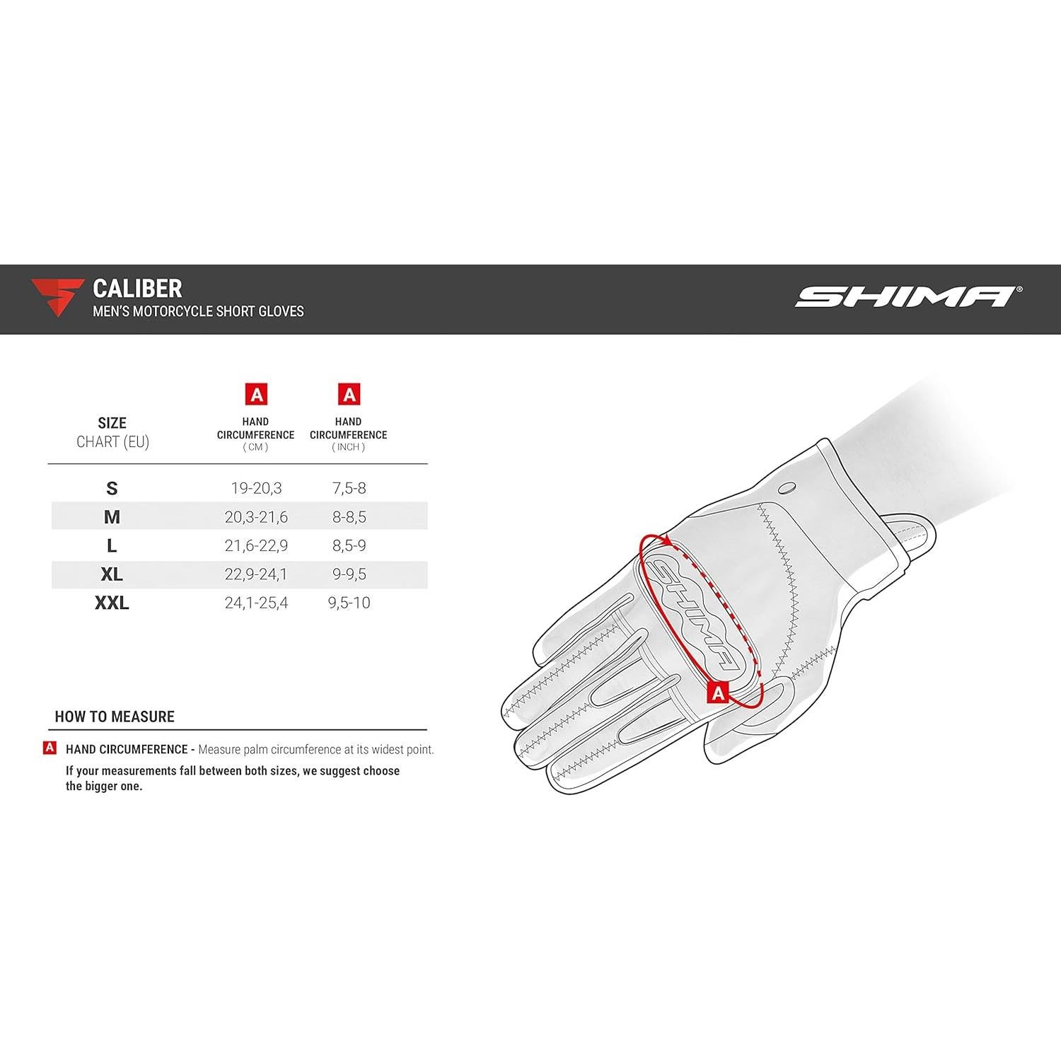 Guantes de Moto SHIMA CALIBER para Hombre - Cuero Negro Talla S