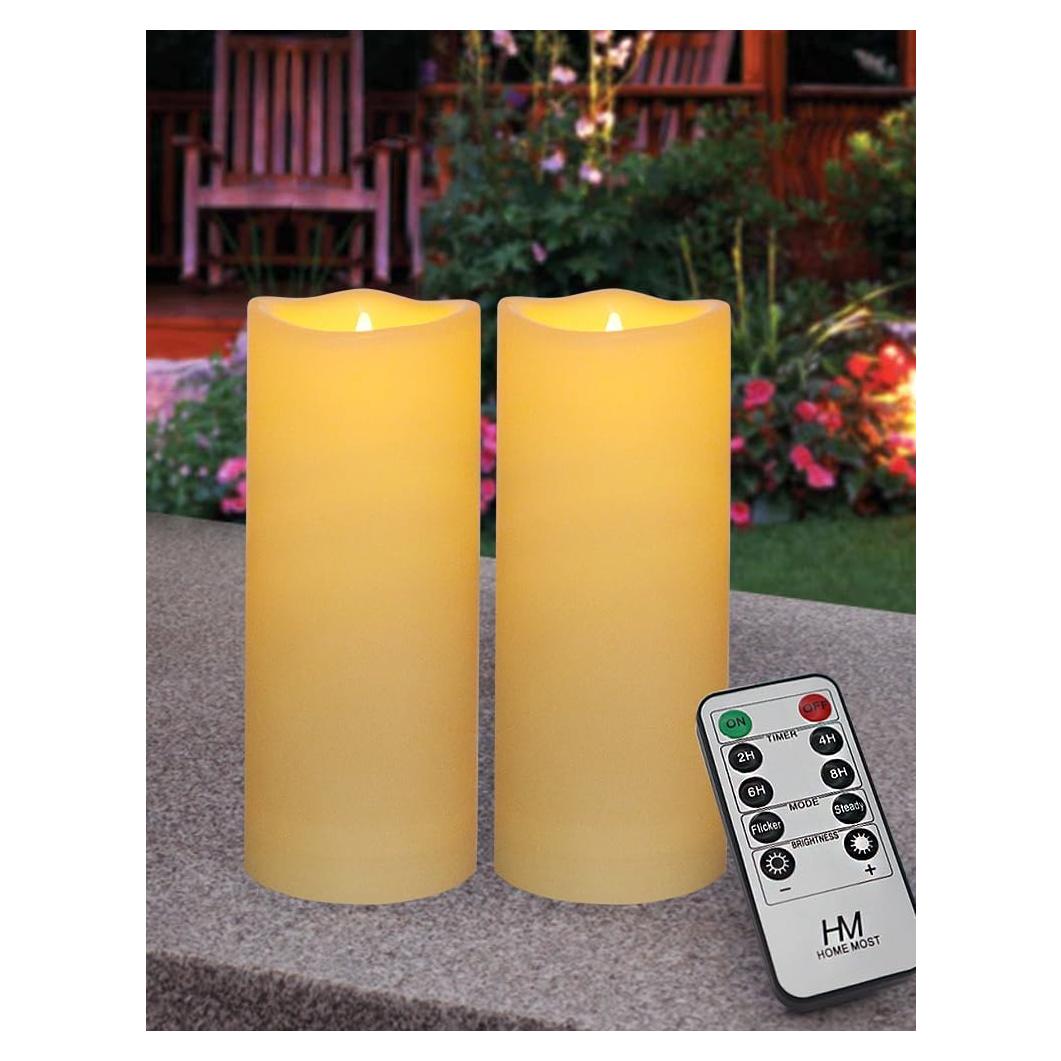 Juego de 2 Velas LED de Pilar 12.7 cm Crema con Control Remoto