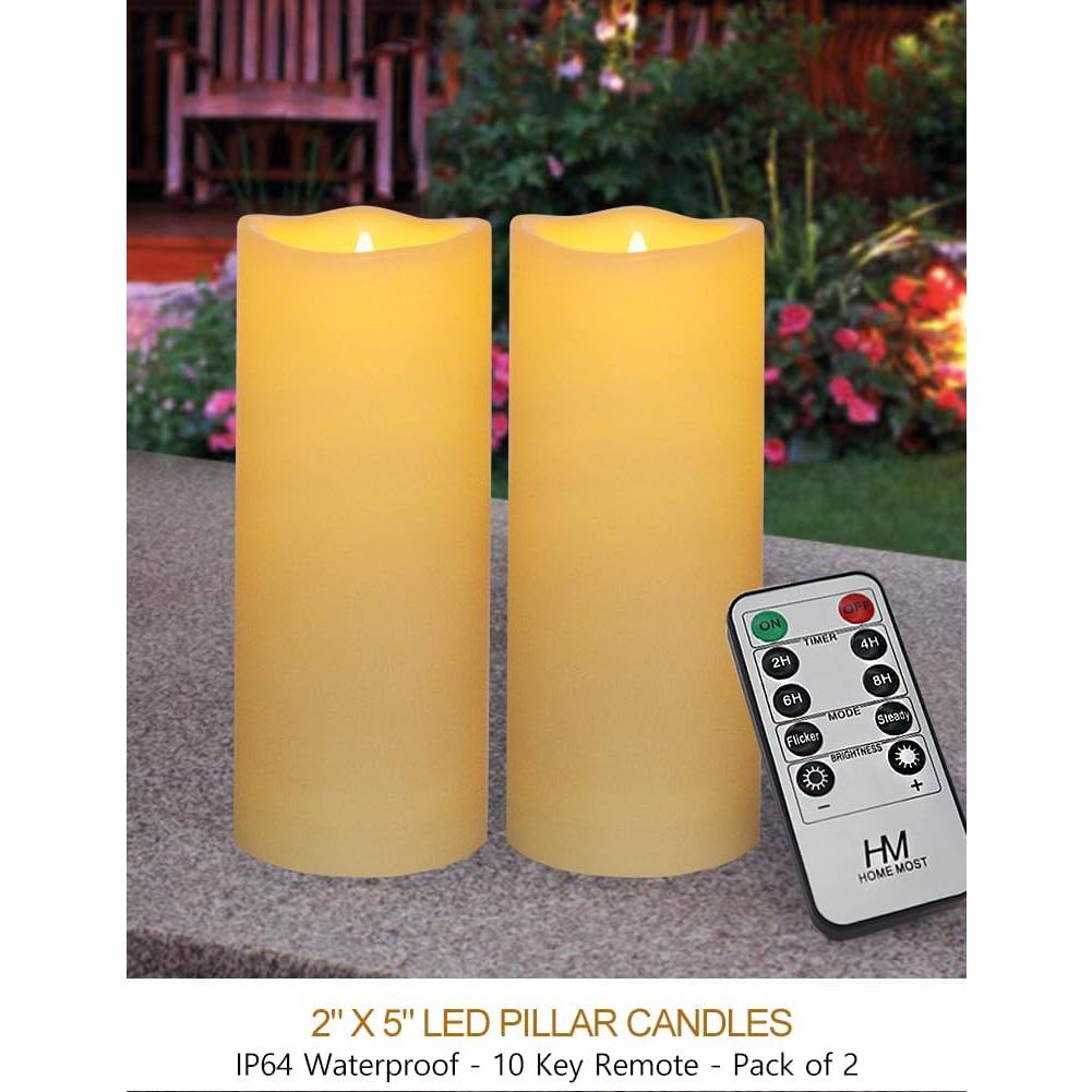 Juego de 2 Velas LED de Pilar 12.7 cm Crema con Control Remoto