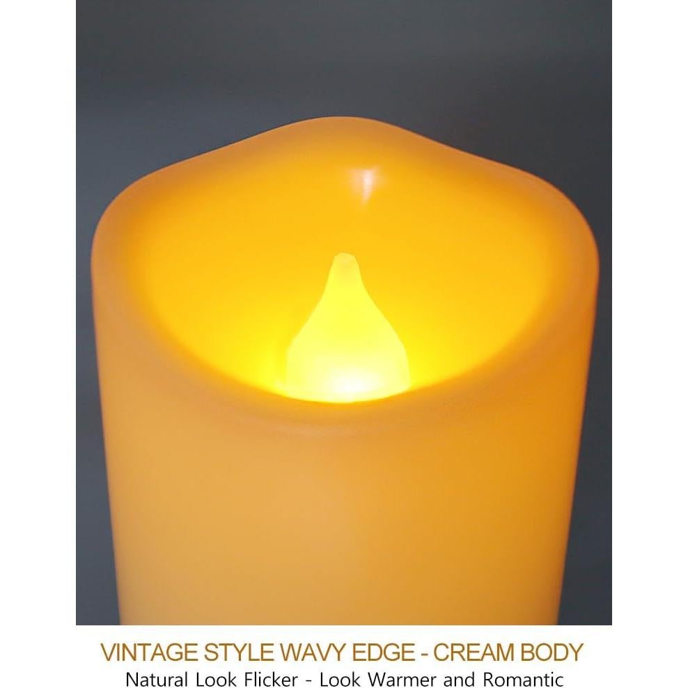 Juego de 2 Velas LED de Pilar 12.7 cm Crema con Control Remoto