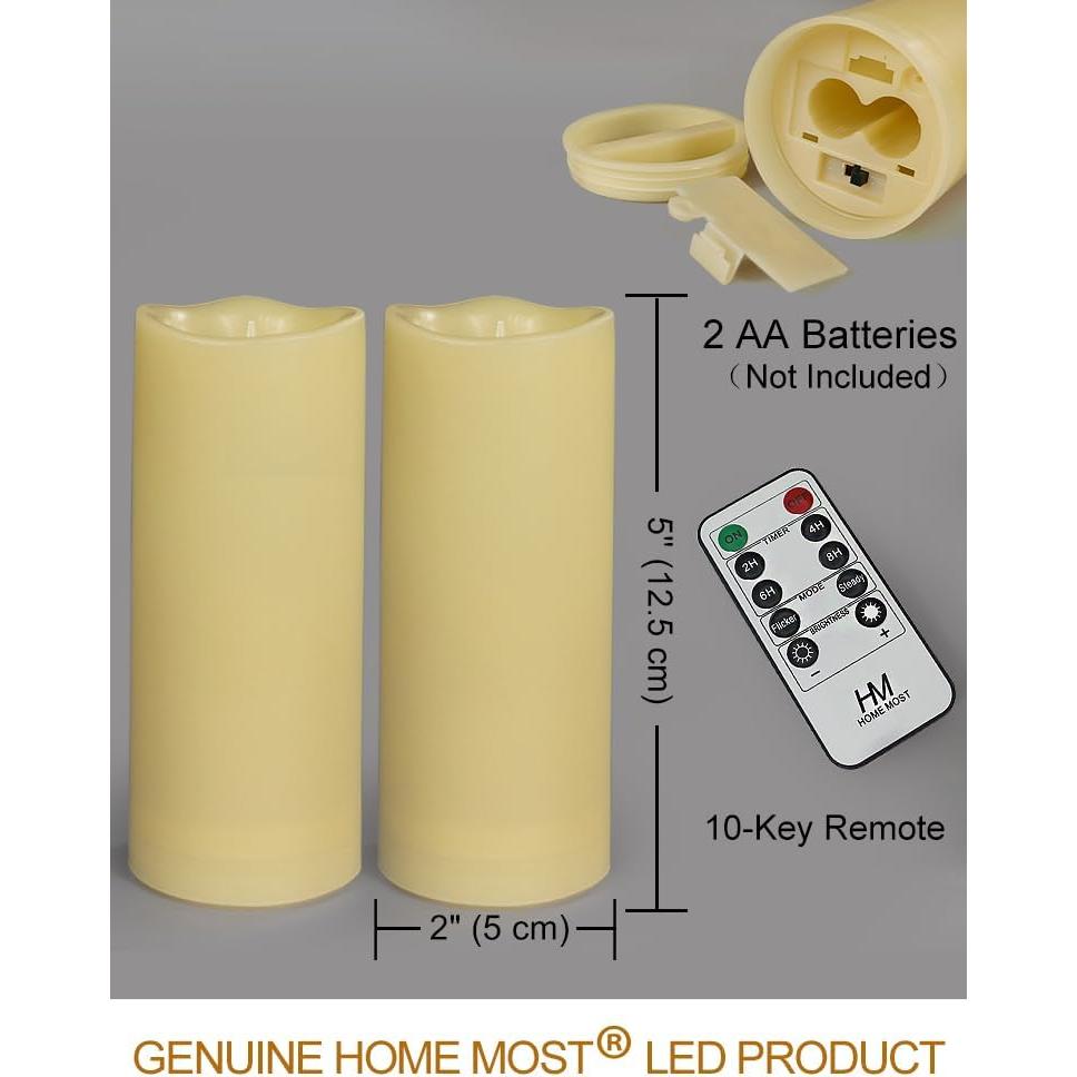 Juego de 2 Velas LED de Pilar 12.7 cm Crema con Control Remoto