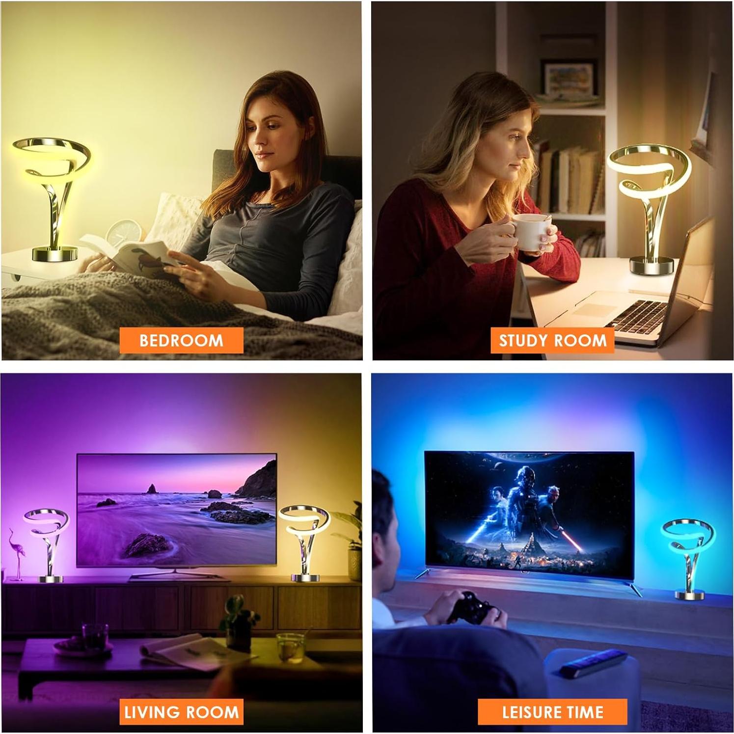 Lámpara de Mesa LED RGB Táctil Regulable Airnasa 16x29.5cm