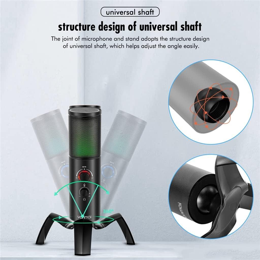 Professional Condenser Microphone Game Streaming Video Studio USB Microphone Computer Audio Tape RGB Light