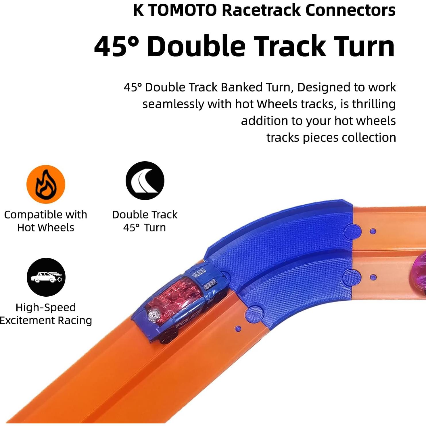 Conector Curvado Doble 45° K TOMOTO para Pista Hot Wheels