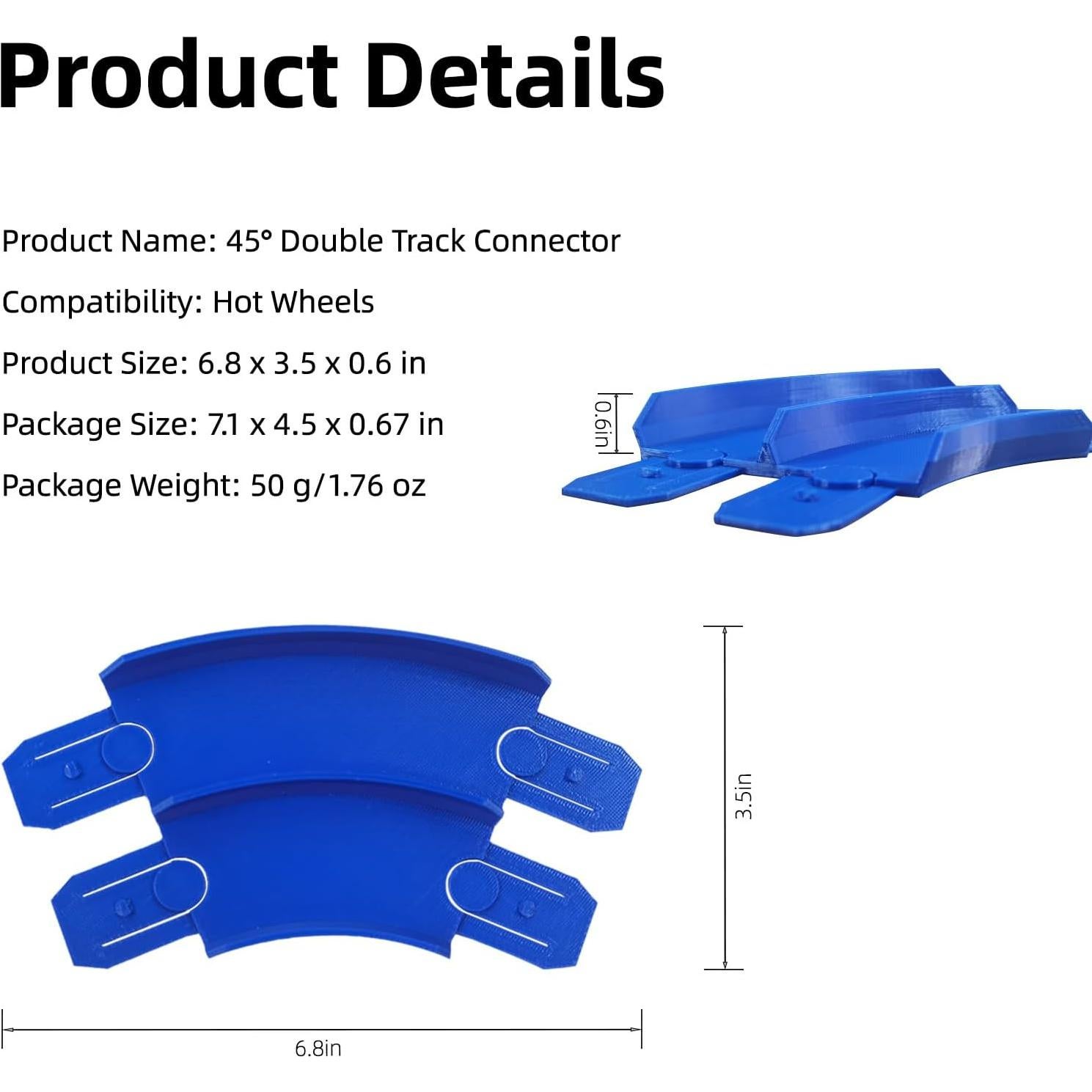 Conector Curvado Doble 45° K TOMOTO para Pista Hot Wheels