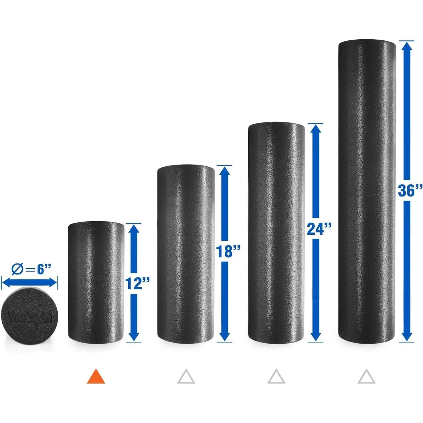 Rodillo de Espuma Dureza Media Yes4All 30 cm Negro