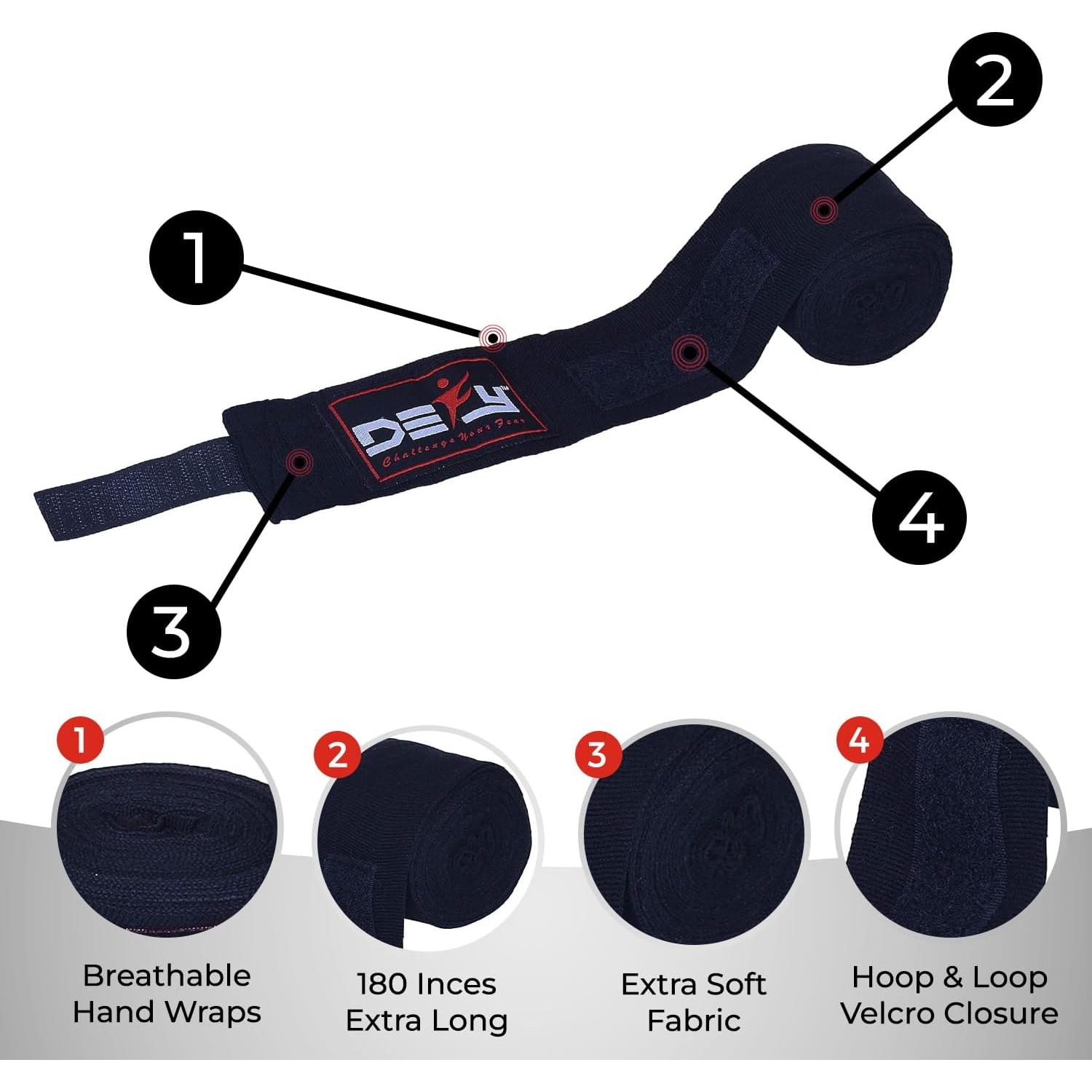 Envolturas de Mano DEFY 180 cm Elásticas Boxeo MMA Unisex