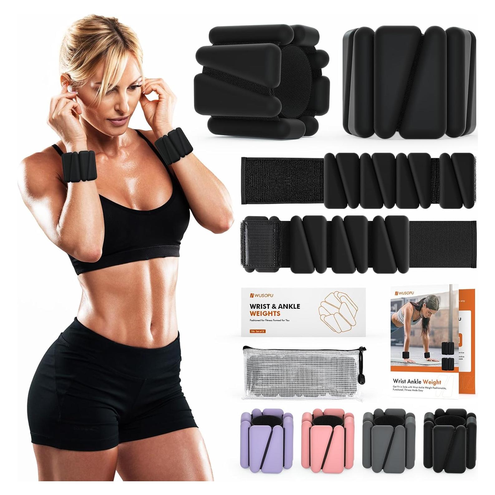 Wrist Weights, Ankle Weights for Women Men, Adjustable Wrist Weighted Bracelet for Home Gym Workout, Running, Yoga, Exercise, Strength Training, Set of 2 (1LB Each)