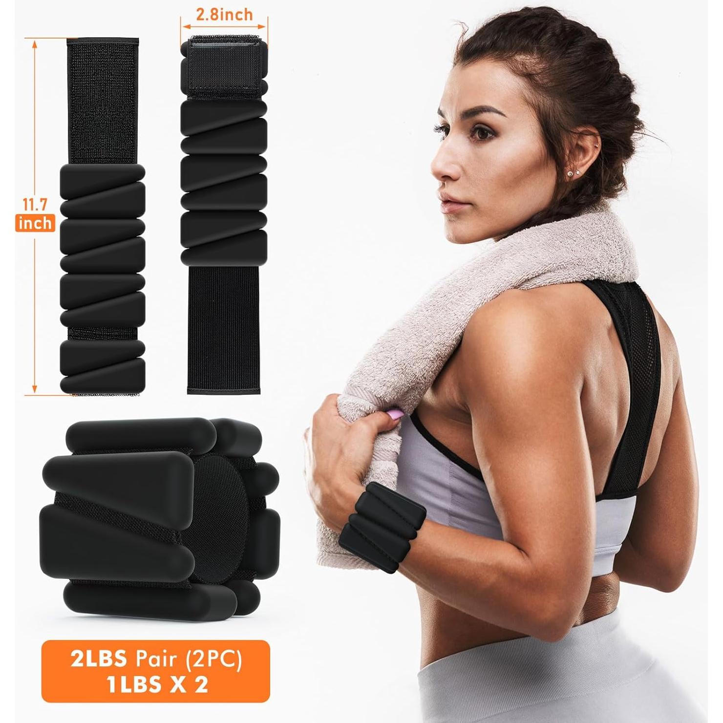 Wrist Weights, Ankle Weights for Women Men, Adjustable Wrist Weighted Bracelet for Home Gym Workout, Running, Yoga, Exercise, Strength Training, Set of 2 (1LB Each)