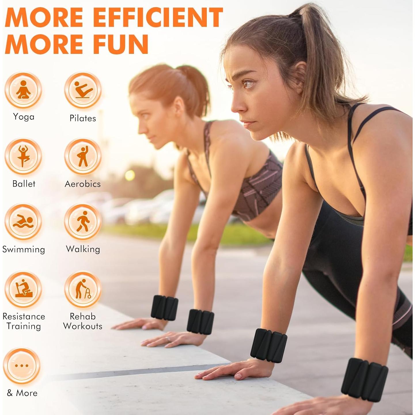 Wrist Weights, Ankle Weights for Women Men, Adjustable Wrist Weighted Bracelet for Home Gym Workout, Running, Yoga, Exercise, Strength Training, Set of 2 (1LB Each)