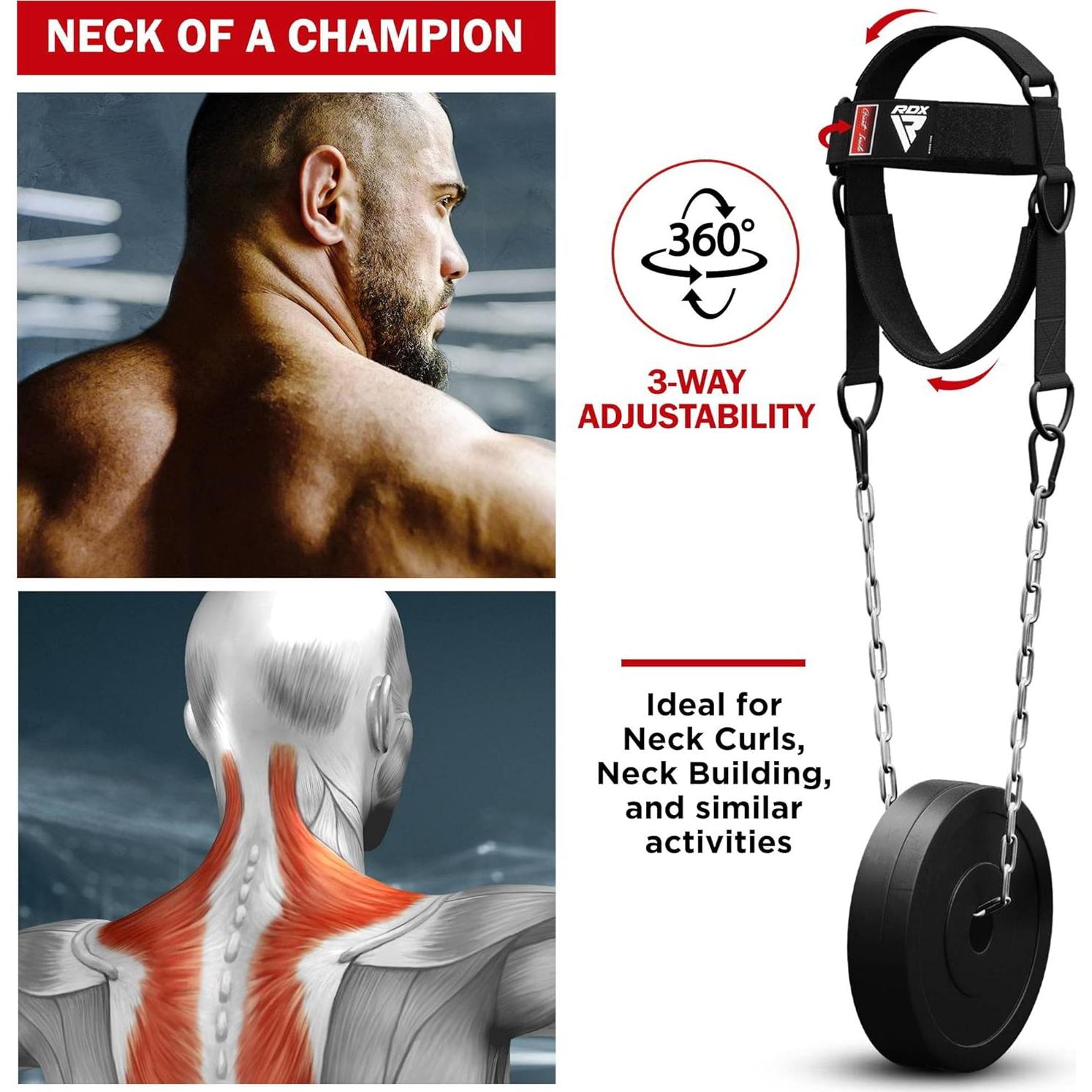 Arnés de Cuello RDX para Entrenamiento de Pesas 4mm Negro