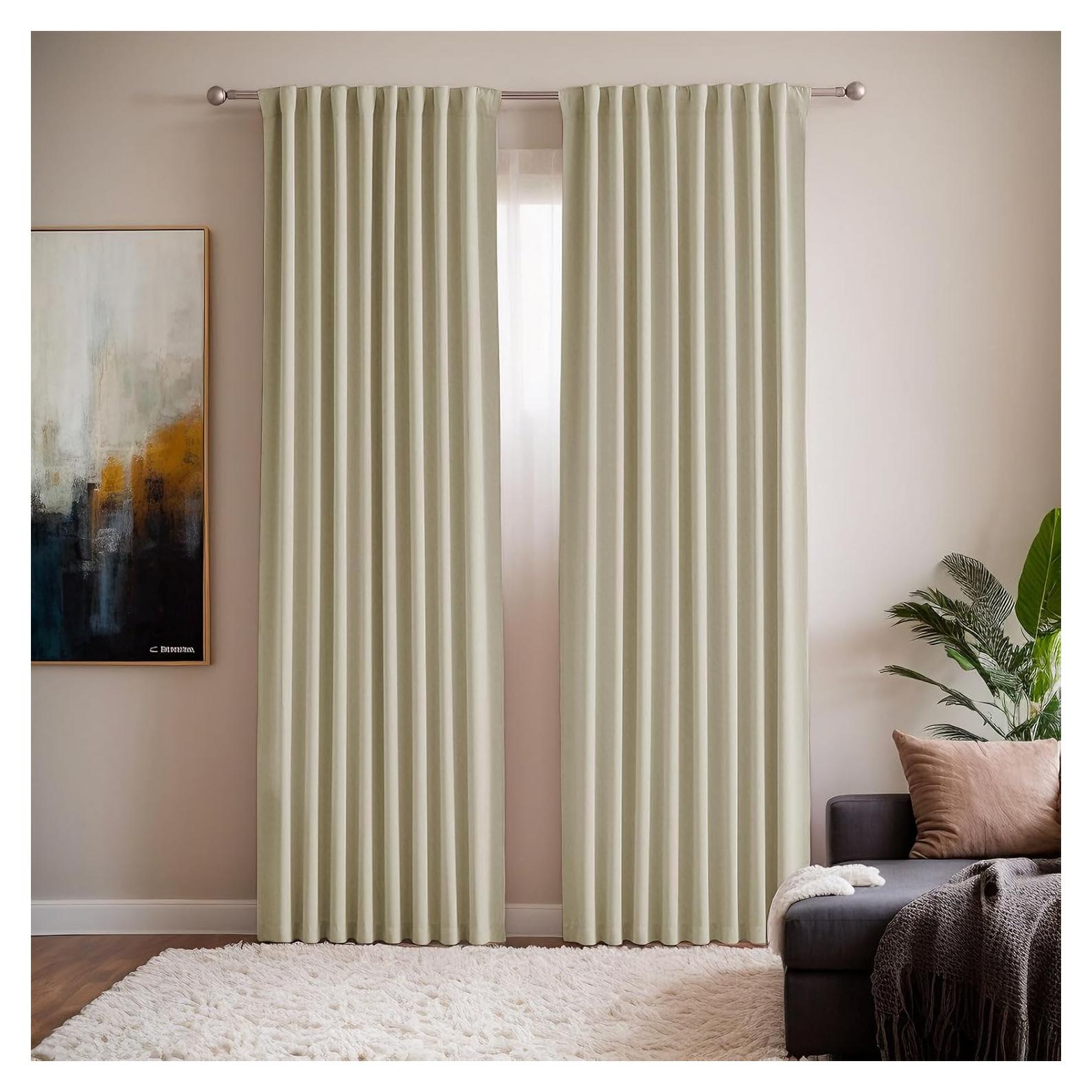 Cortinas Beige Blackout Grichril 132x183 cm 2 Paneles Aislantes