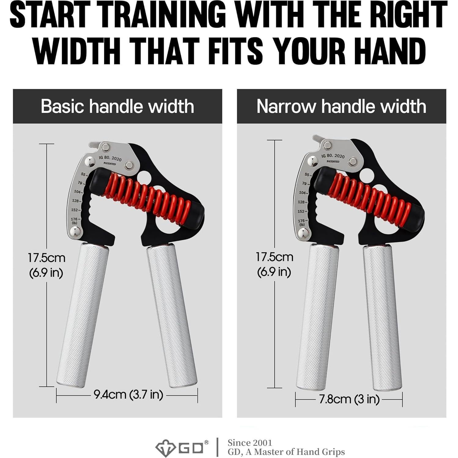 Entrenador de Fuerza de Agarre GD Iron Grip Ajustable 89.8kg