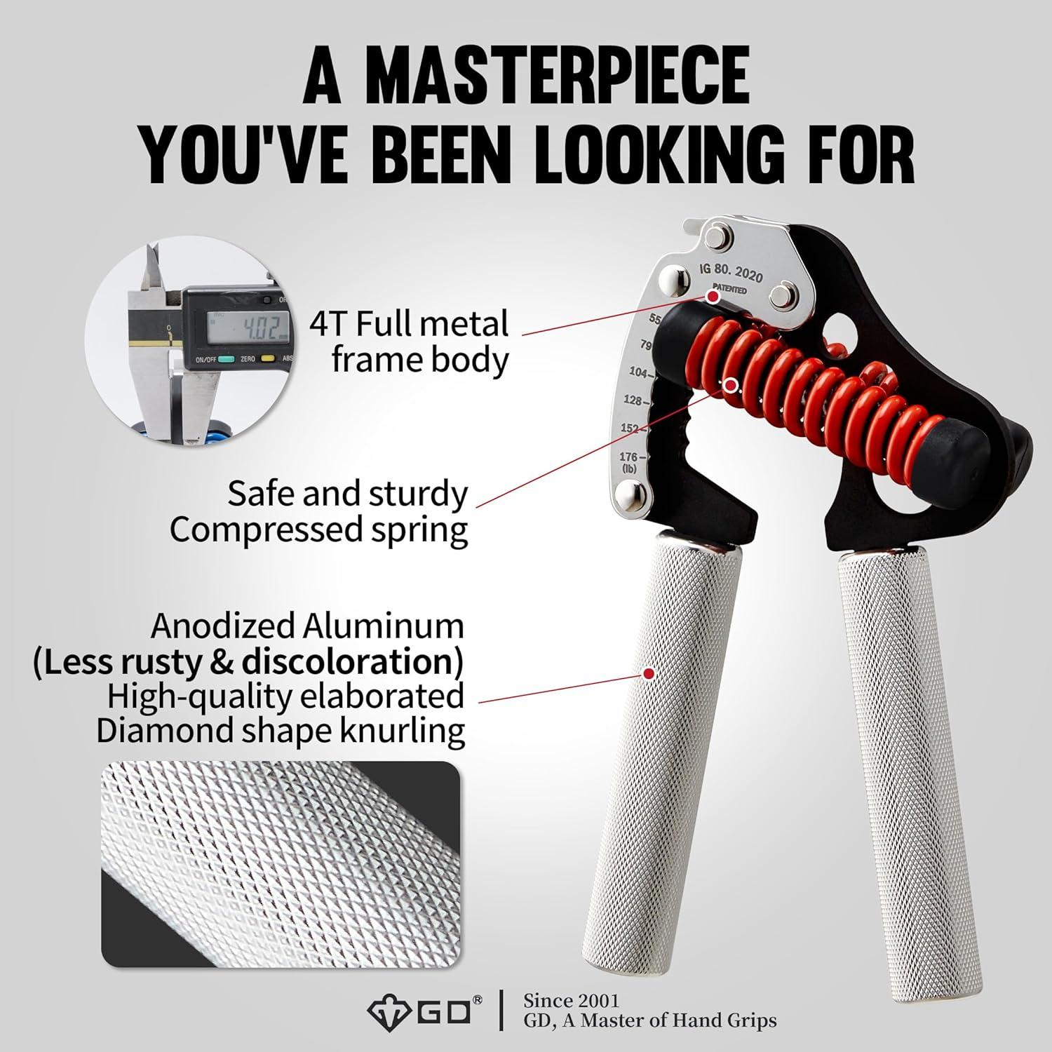 Entrenador de Fuerza de Agarre GD Iron Grip Ajustable 89.8kg