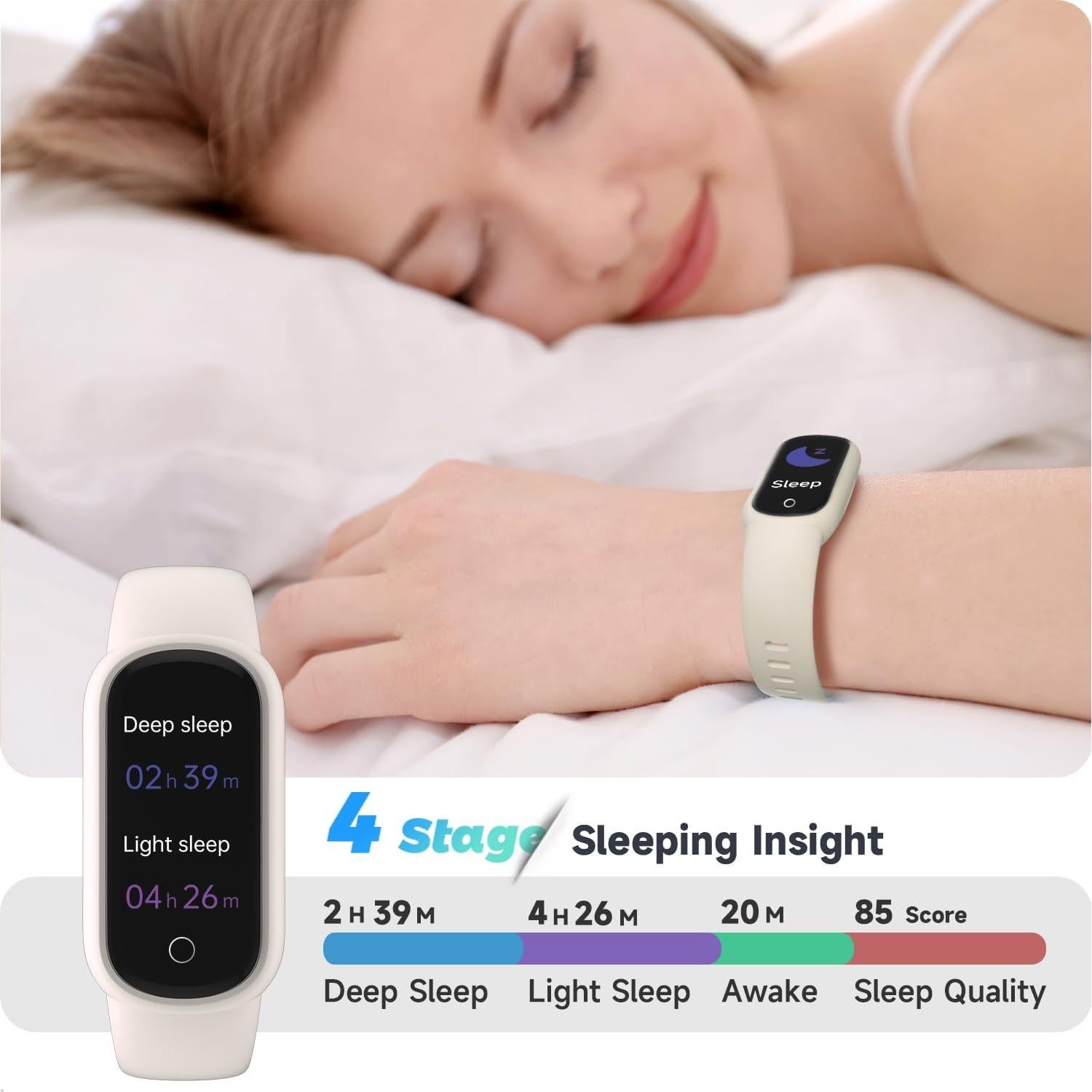 Reloj de Fitness TOOBUR A200 Beige con Monitor de Frecuencia Cardíaca