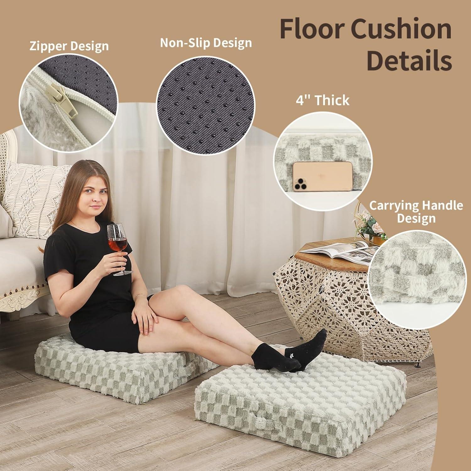 Cojines de Meditación LOVMOC 55.88 cm Espuma Viscoelástica Verde - Paquete de 2