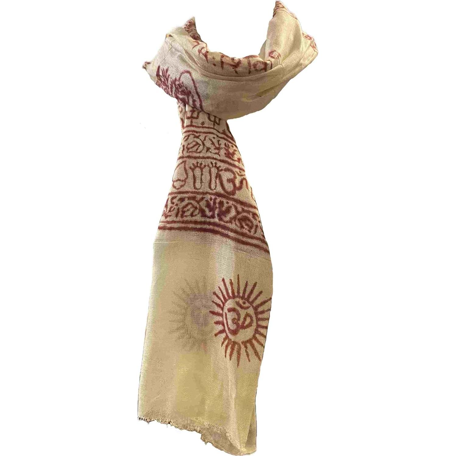 Bufanda de Oración de Algodón Karma Handicrafts OM Beige 137x56cm