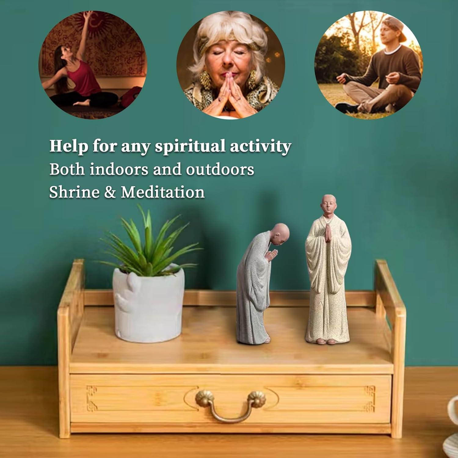 Mesa de Altar Pequeña LINRUI de Bambú Natural 42x16.5cm