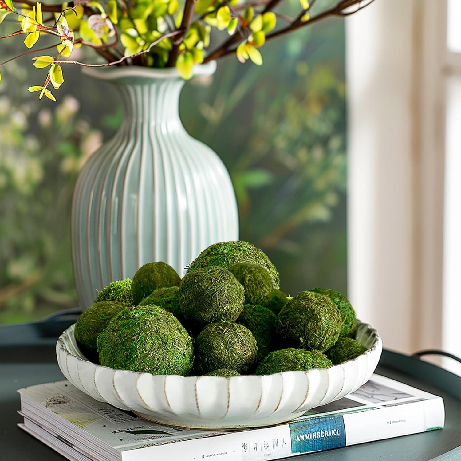 Biubee 18 Piezas Bolas de Musgo Seco Decorativas Verde