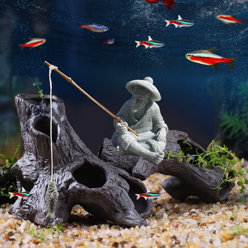 Estatua de Pescador Mini Livelyfish Arenisca 4x4.5cm Decoración