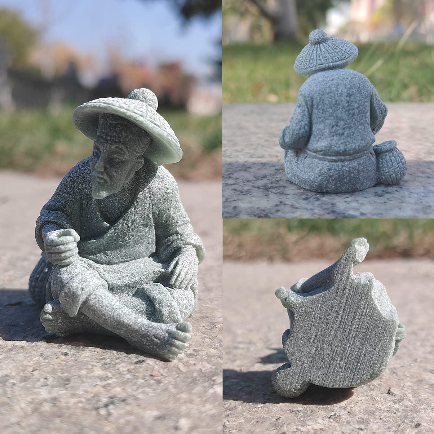 Estatua de Pescador Mini Livelyfish Arenisca 4x4.5cm Decoración