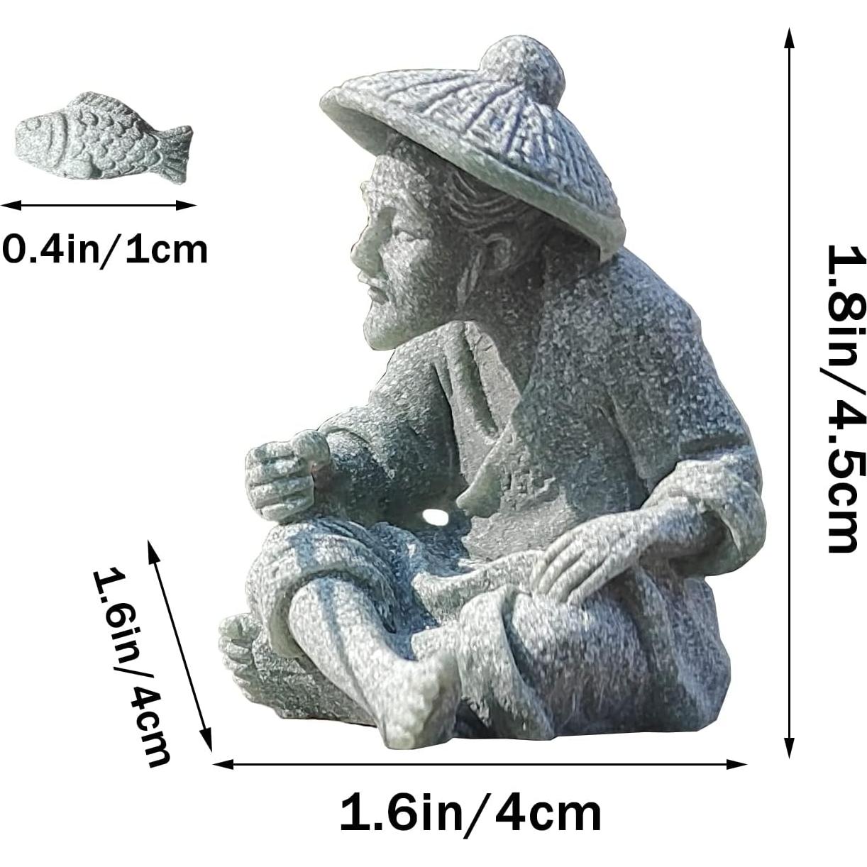 Estatua de Pescador Mini Livelyfish Arenisca 4x4.5cm Decoración