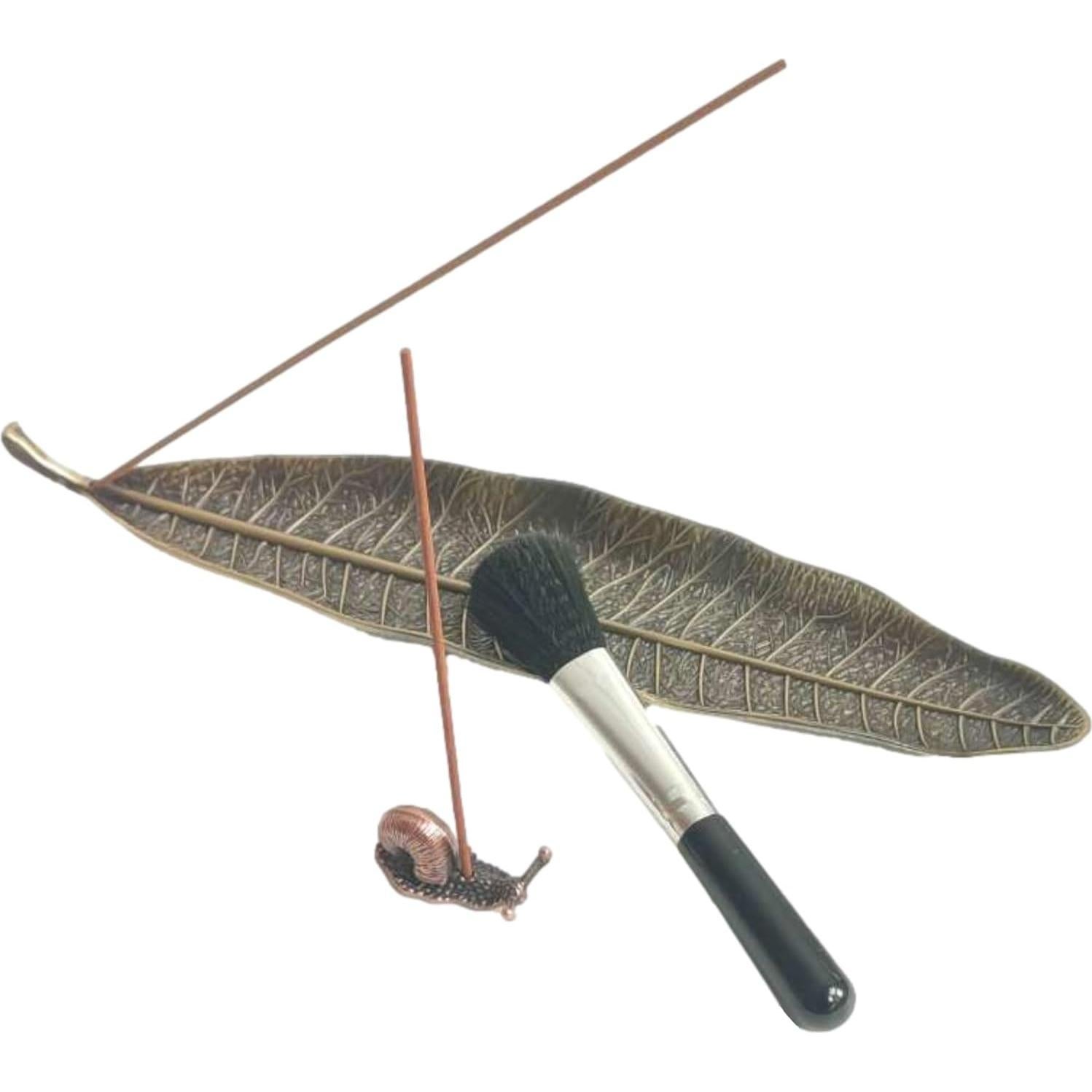 Soporte de Incienso Careyoungs Hoja y Caracol Bronce 25x5 cm