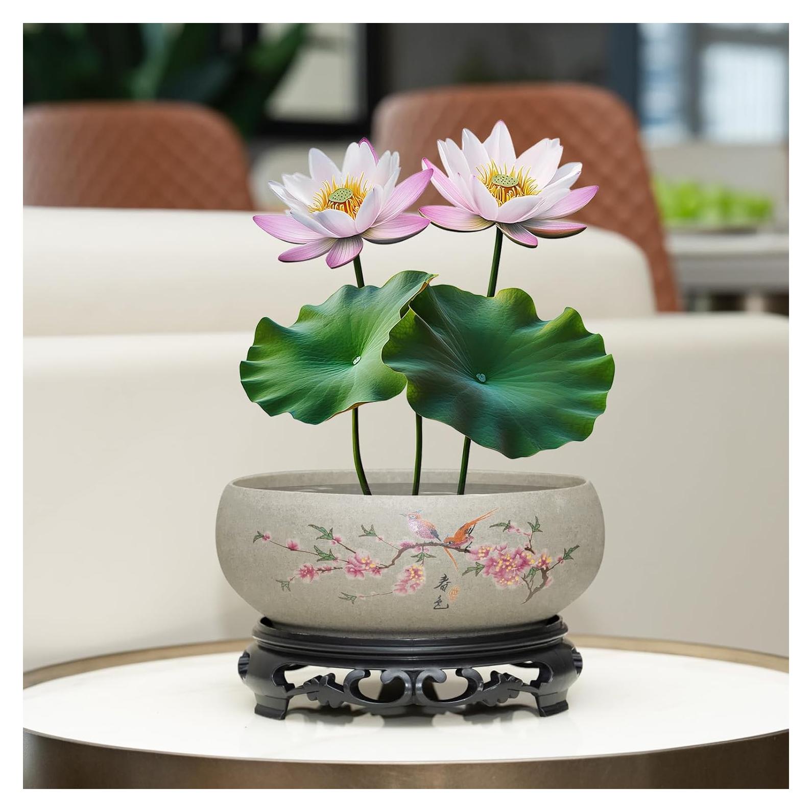 Maceta de Cerámica Lotus Bowl Genérica Mediana Gris2 para Bonsái