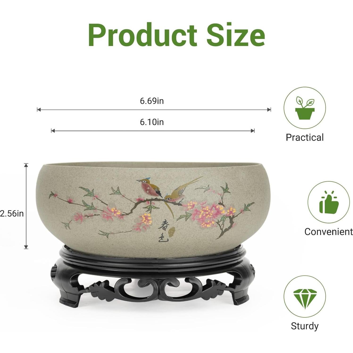 Maceta de Cerámica Lotus Bowl Genérica Mediana Gris2 para Bonsái