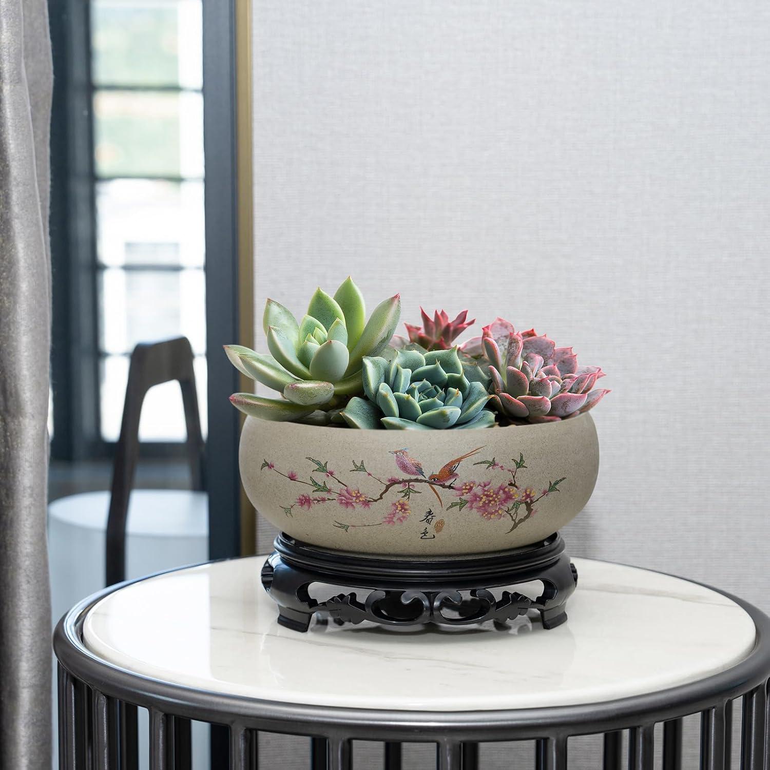 Maceta de Cerámica Lotus Bowl Genérica Mediana Gris2 para Bonsái