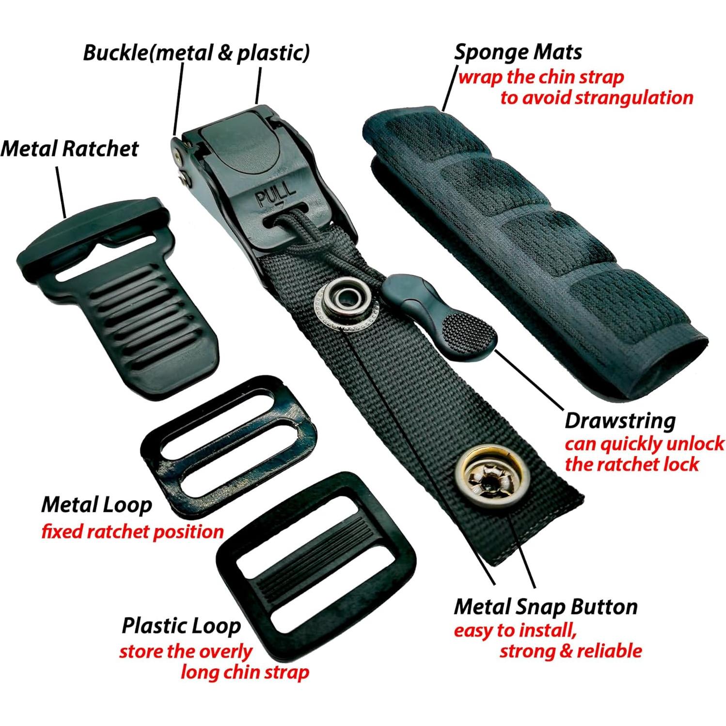 Kit de hebilla de liberación rápida ZYRELYNX para casco negro